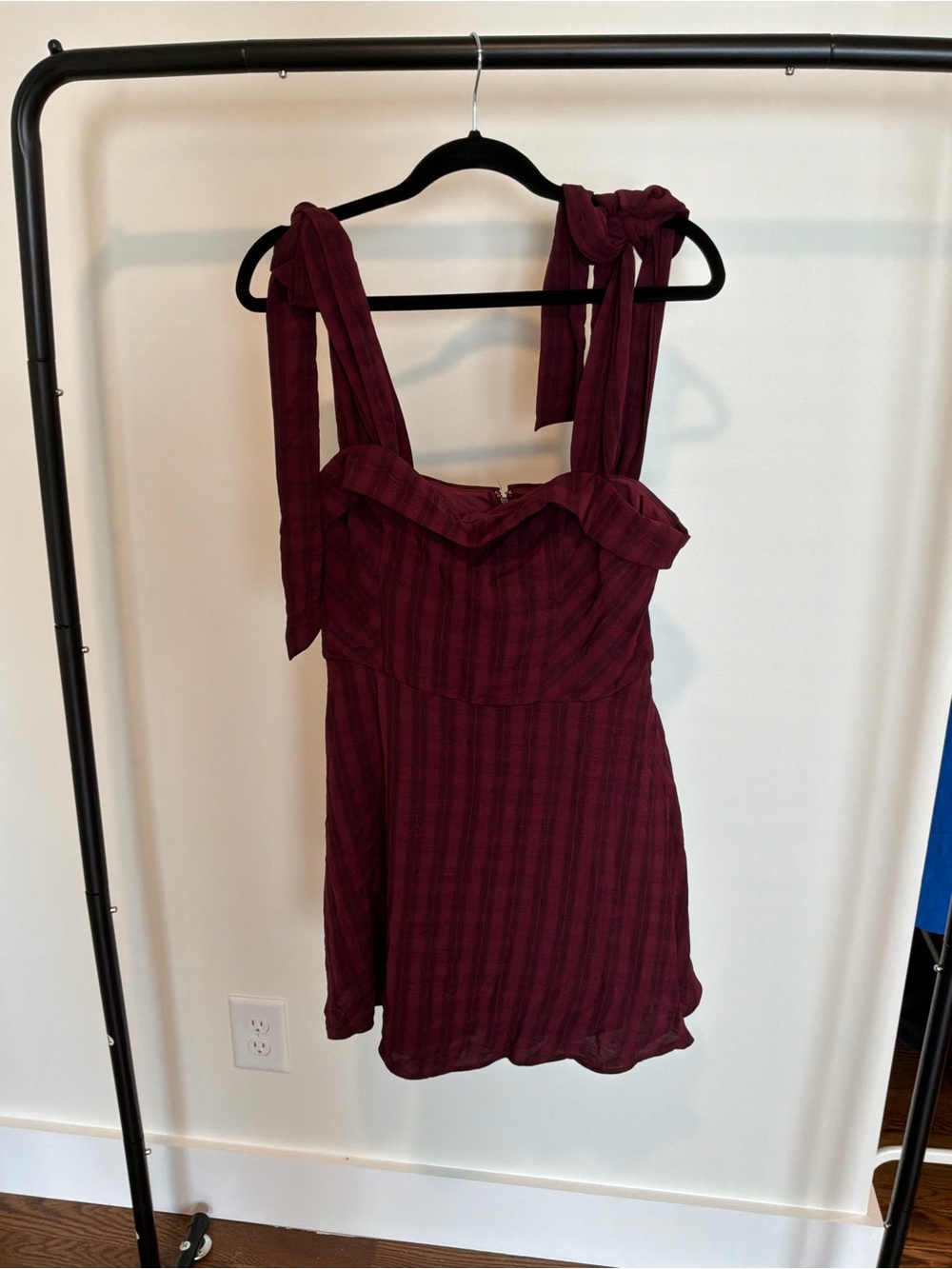 Francesca's Collections Wine Red Tie-Strap Mini Dress